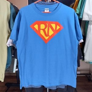 Registered Nurse x Superman mashup vintage tee shirt